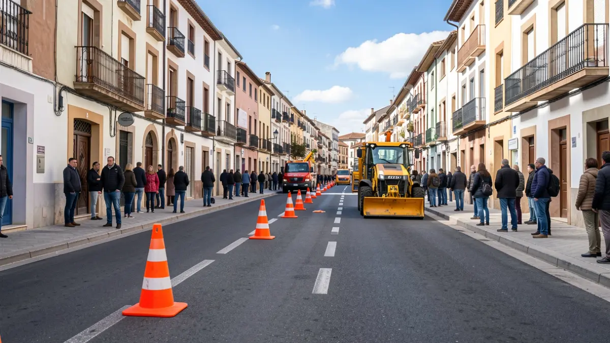 Imagen genérica de obras en una calle con señalización de tráfico.