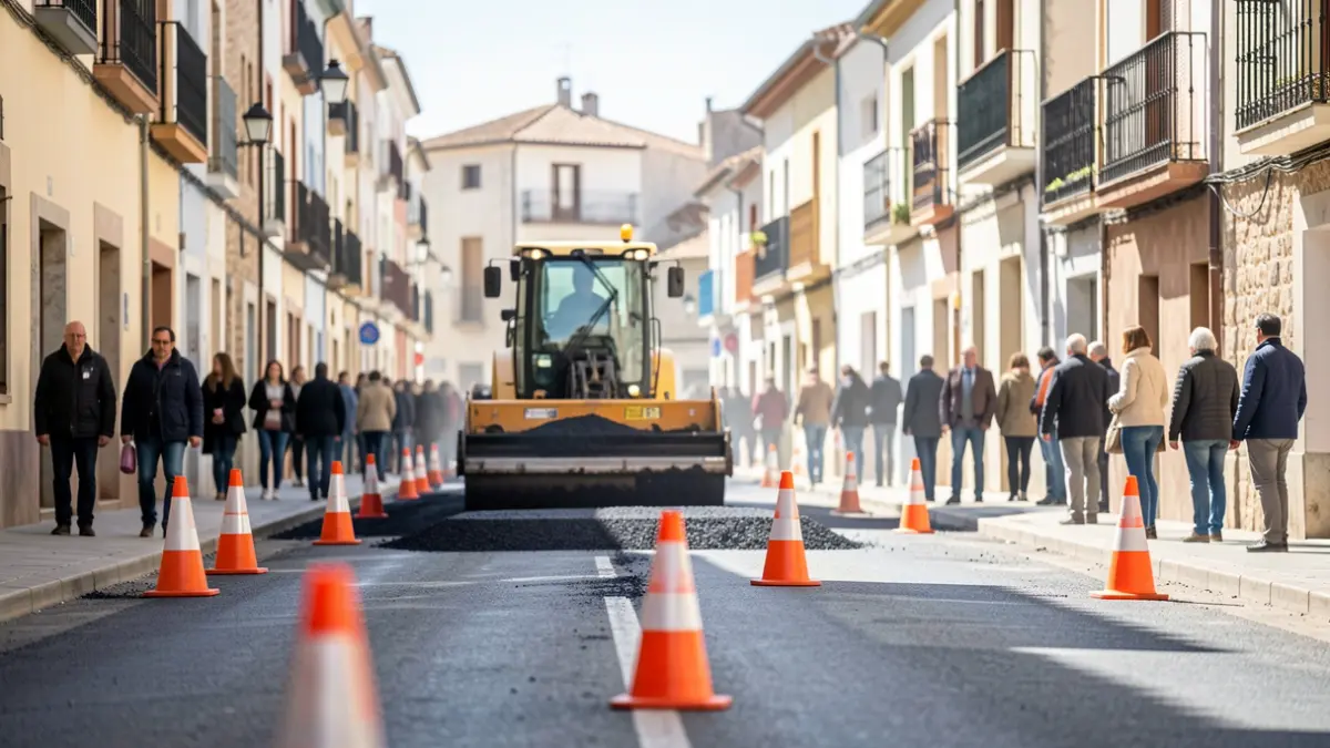 Imagen genérica de obras de asfaltado en una calle urbana.